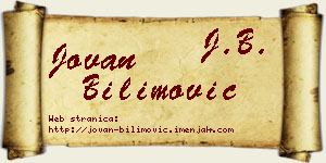 Jovan Bilimović vizit kartica